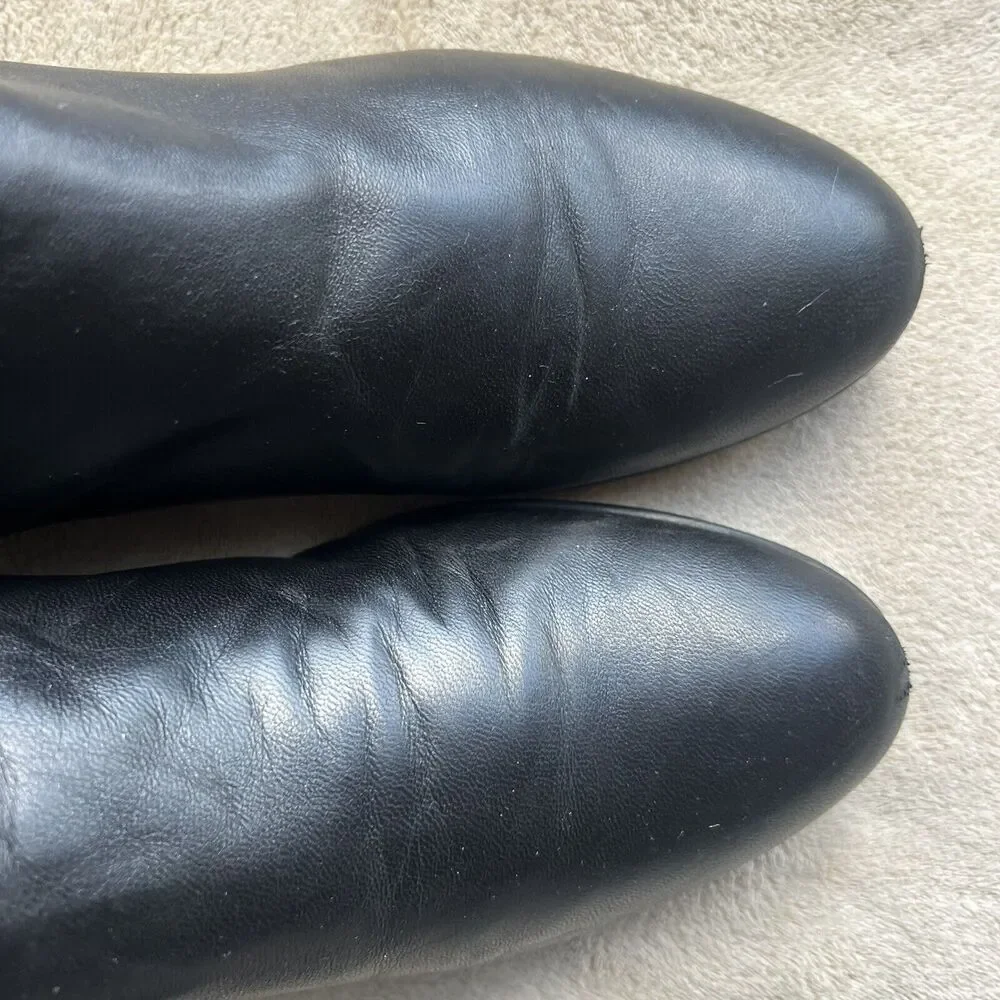 Stuart Weitzman Lander Black Leather Women 6.5 Knee High 5050 Hidden Wedge Boots